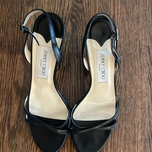 Jimmy Choo JAG Classic Black Soft Slingback Sandals EU 39